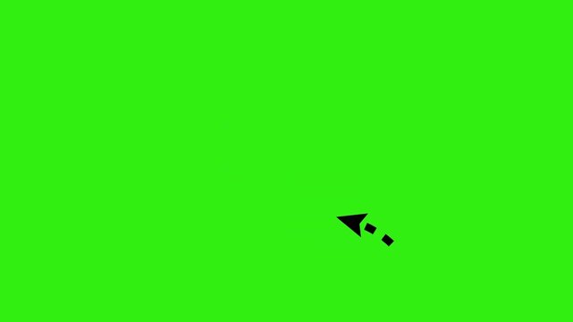 Hand drawn style dashed loop arrow animation on green screen