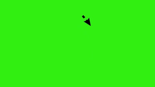 Downward U-turn dashed arrow animation green screen