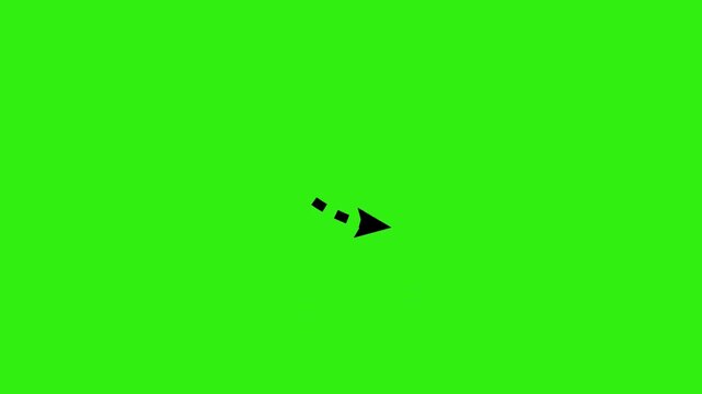 Spiral dashed arrow animation on green screen background