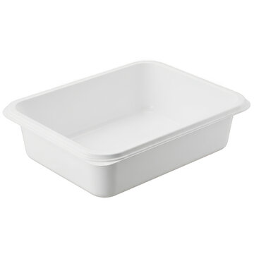Empty rectangular plastic storage container with lid