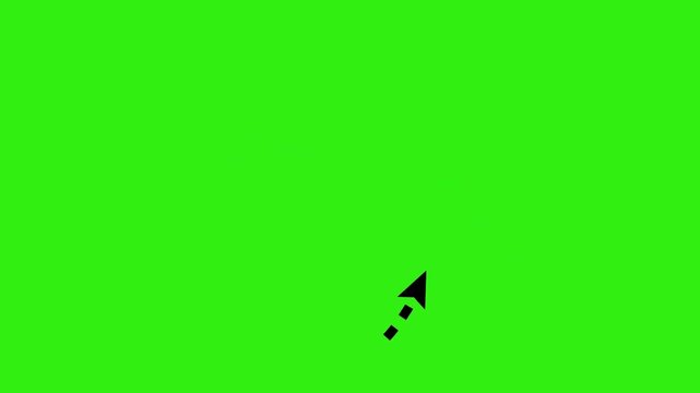 Looping decorative dashed arrow pointing up green screen