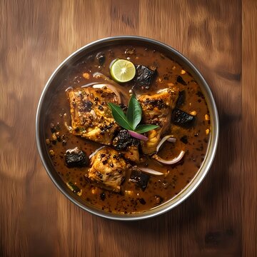 Top View Fish Ambul Thiyal Sri Lankan Curry