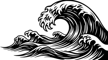 Obraz premium Large crashing ocean wave in a vector graphic design