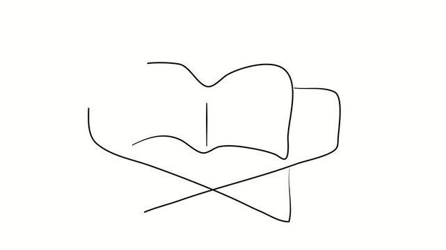 Prayer book, Bible, prayer, altar, religion. Contour drawing, silhouett animation. Continuous line. Isolated on white. Video 4k object illustration self-drawing. Object construction. Minimalist contin