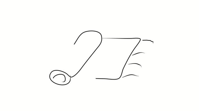 Prayer mat, religion, prayer, faith. Contour drawing, silhouett animation. Continuous line. Isolated on white. Video 4k object illustration self-drawing. Object construction. Minimalist continuous lin