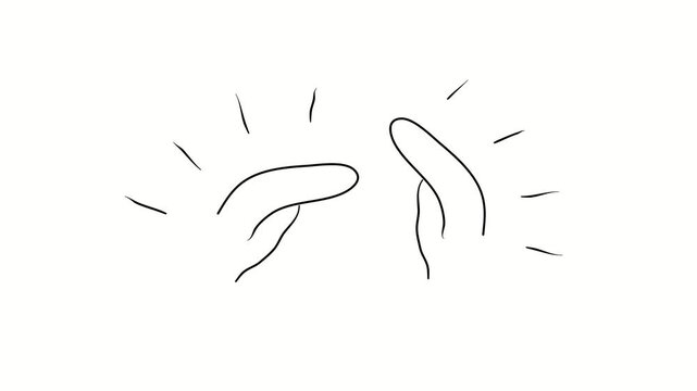 Applause, clapping, sound, hands. Contour drawing, silhouett animation. Continuous line. Isolated on white. Video 4k object illustration self-drawing. Object construction. Minimalist continuous line d