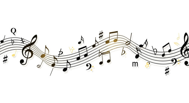 Musical Notes and Sheet Music Wave - Elegant Melody and Harmony
