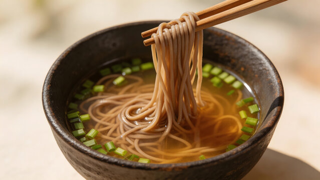 Bowl of noodles with chopsticks