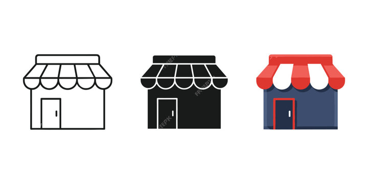 storefront awnings vector illustration, flat design