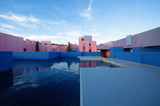 pool summer terrace minimal blue sky architecture modern view empty text space water luxury building travel - La Muralla Roja - Calpe, Alicante, Spain - 2025