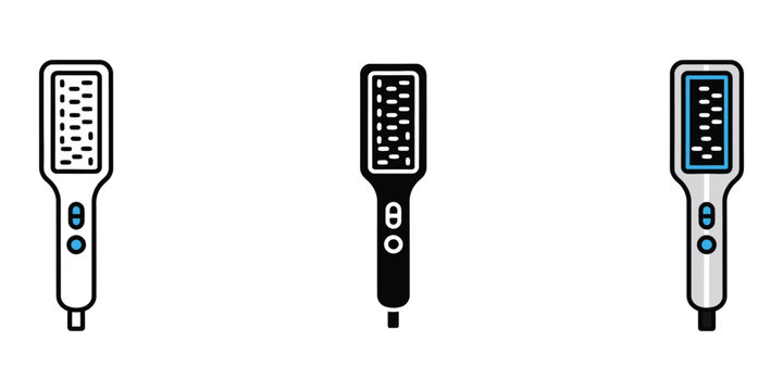 Three hair straightener brushes isolated on transparent background