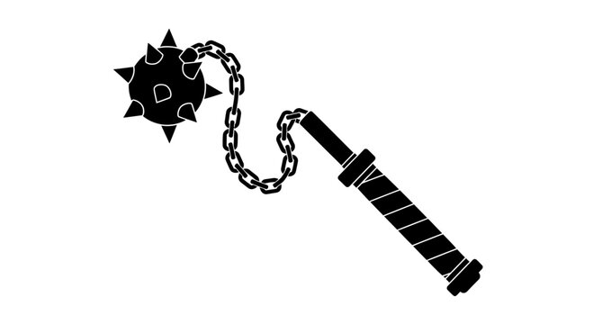 Medieval Flail Weapon Illustration - Spiked Ball and Chain