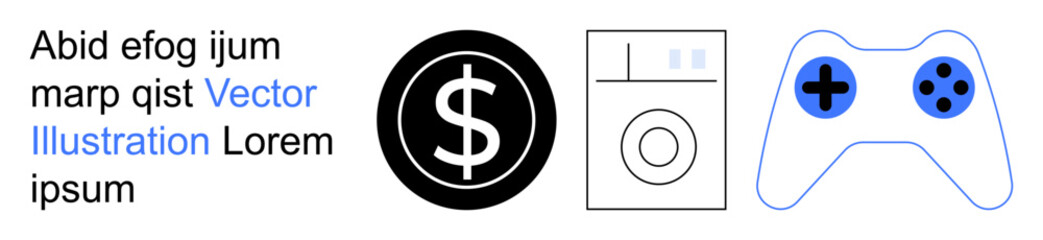Fototapeta premium Finance, gaming, home appliances, economy, digital entertainment, household management. Dollar sign, washing machine game controller. Finance and gaming concepts combined with appliances theme