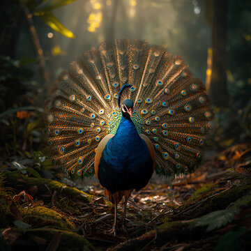 Endangered Bornean Peacock-Pheasant in its natural habitat, Sabah, Borneo