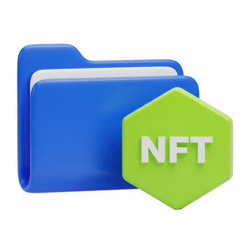 3d rendered nft folder icon with blue and green colors
