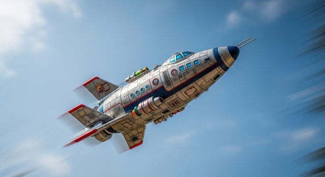 Vintage Airplane Soaring Through the Blue Sky.