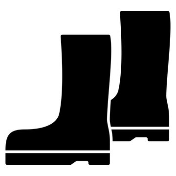 set of black rubber boots