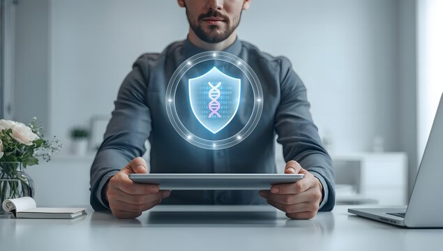 Secure data protection with advanced cybersecurity and innovative technology protecting genetic information, health records and personal data