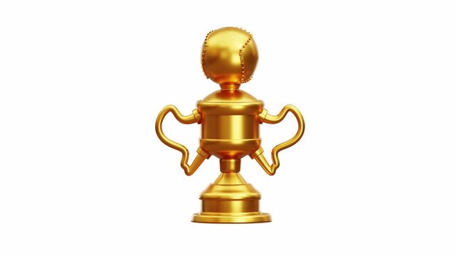 3d animation baseball gold trophy award winner champion competition