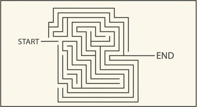 A complex maze with a start and end point.
