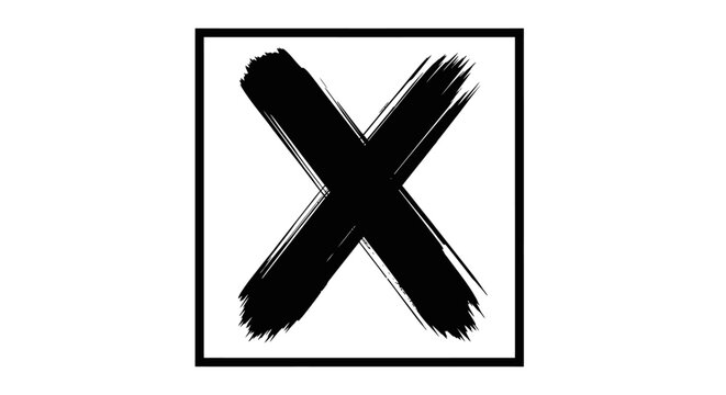 A black X in a square.