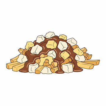 vector illustration of typical canadian poutine food