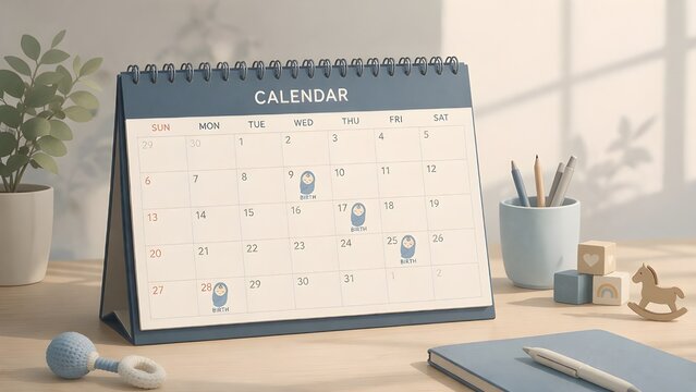 Sparse Birth Dates &ndash; Minimalist Calendar Symbolizing Declining Birth Rates