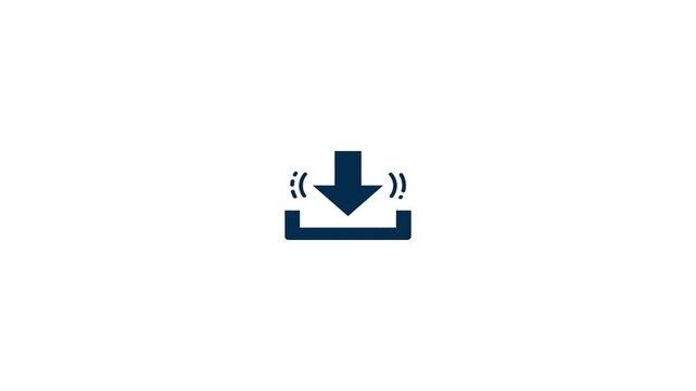 A dark blue download icon with a downward-pointing arrow and wavy lines indicating motion or vibration.