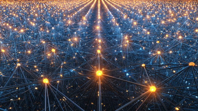 Futuristic Network Technology: Abstract Connections & Data Visualization with Glowing Digital Lines
