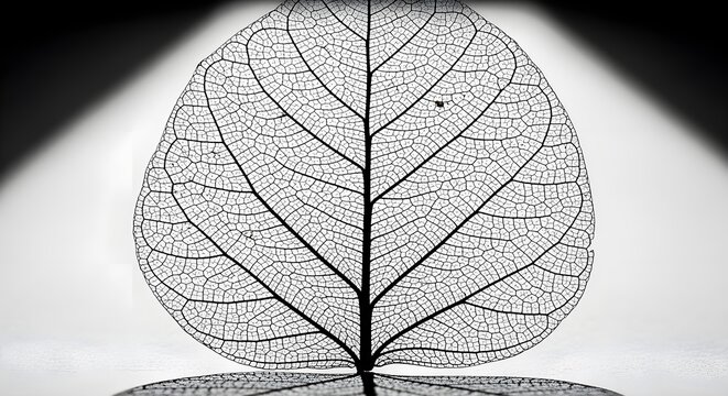 Intricate skeleton of a Gleditsia leaf showcasing complex vascular patterns and delicate texture in monochrome detail