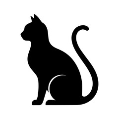 black cat silhouette sitting isolated on transparent background © MstKulsuma