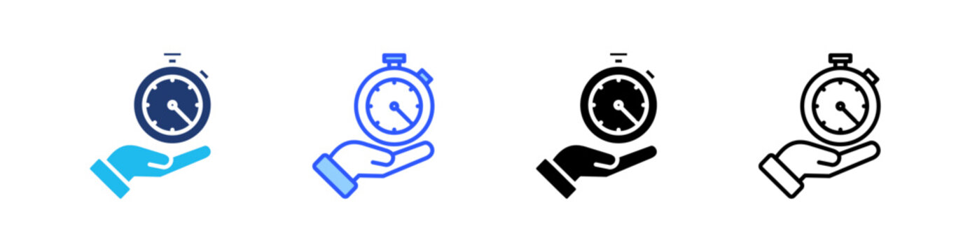 Duration Multiple Style Icon Set Collection Pack Web Banner Vector 