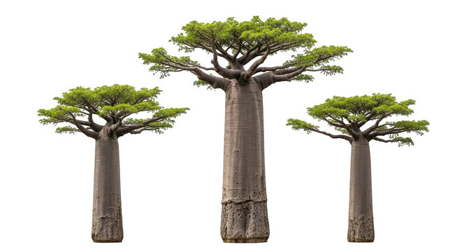Three majestic baobab trees standing tall in a natural setting