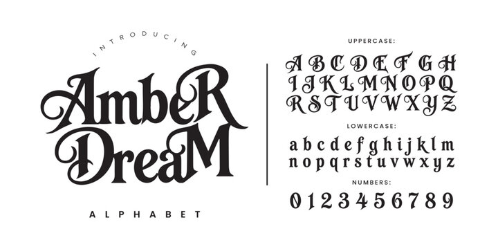 Amber Dream magical fantasy display font with unique sharp curves and mystical style for fairy tale books gaming and storytelling branding