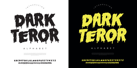 Dark Teror scary dripping horror font with creepy blood effect for halloween posters thriller movie titles and spooky game branding © Kiki
