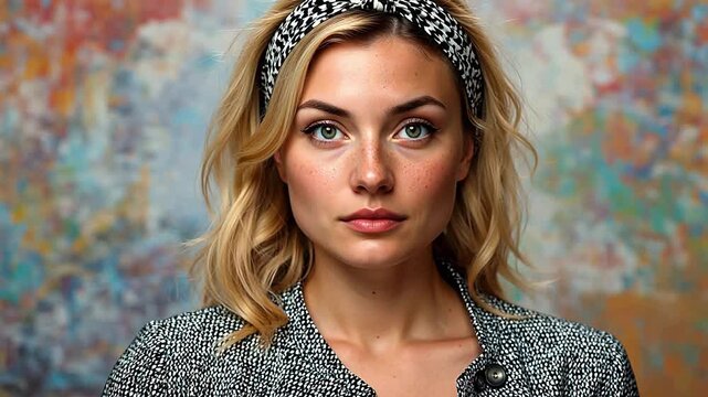 Portrait of woman with headband and freckles for Digital Transformation and Cyber Infrastructure