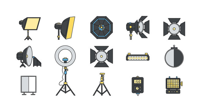 Studio lighting equipment and tools.