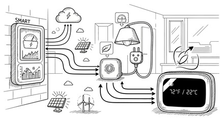 Naklejka premium Eco-friendly smart home energy management system