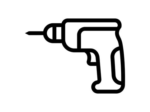 Simple outline icon of a power drill with power tool home improvement construction equipment handheld mechanical