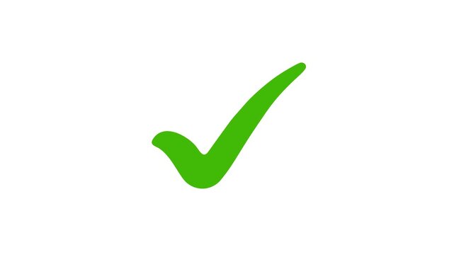 Green checkmark symbol on a plain white background