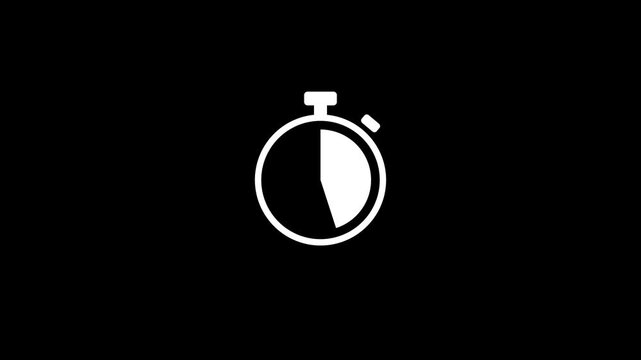 Clock icon with a white border on a solid black background