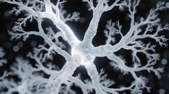 Abstract neuron dendrite structure glowing against dark background