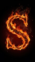 Fototapeta premium Fiery Letter S on Black Background