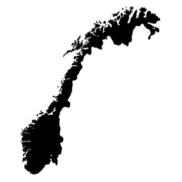 Outline map icon of Norway with clean lines, minimalist style, and clear geographic shape, ideal for travel, education, and design projects