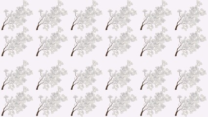 Fototapeta premium A visually appealing, symmetrical pattern of delicate white flower branches against a soft, light background, creating a subtle and elegant design