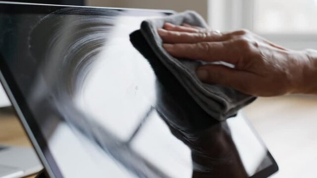 Cleaning Glass Surface With Cloth