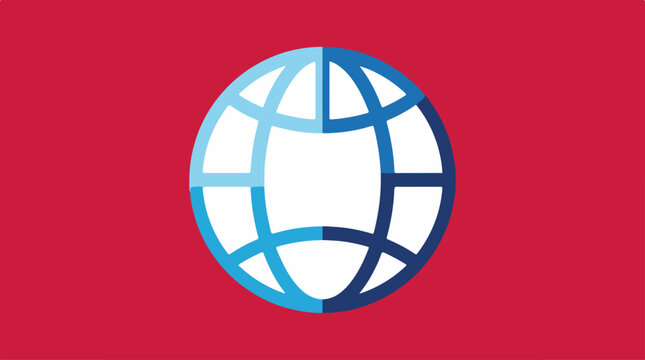 Globe on Red White Background.