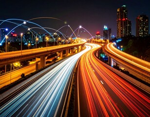 Fototapeta premium 道路を走る光のイメージ素材・（AI生成画像）