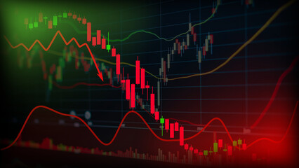 Fototapeta premium Market Crash Concept Red Arrow Down Stock Illustration. Global Financial Crisis Red Falling Market Chart