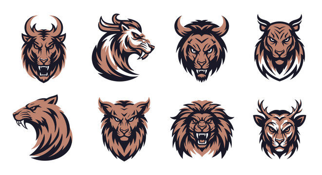 Collection of animal head illustrations.